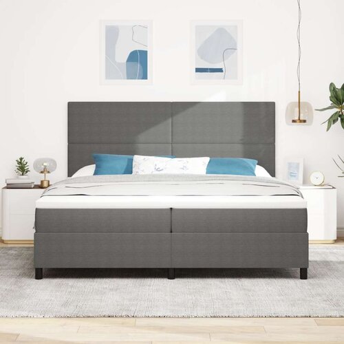  Krevet na podlo&amp;scaron;ku s madracem i LED svjetlom Sivi 200x200 cm Žoržet tkanina Slike