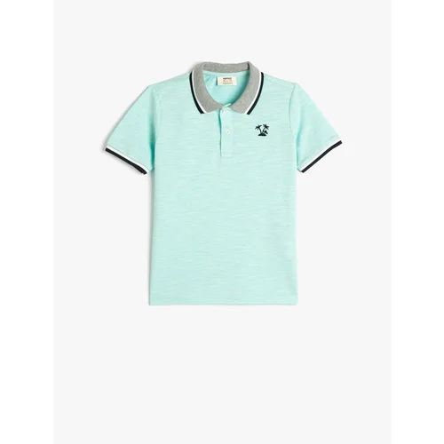 Koton Polo T-Shirt with Short Sleeves and Buttons, Embroidered Detail Cotton.