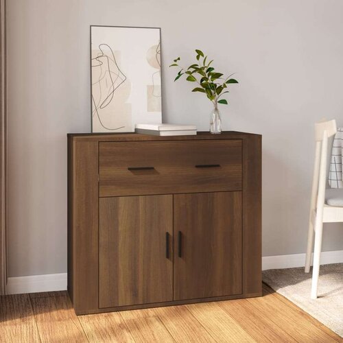  Komoda rjav hrast 80x33x70 cm inženirski les, (20654416) Slike