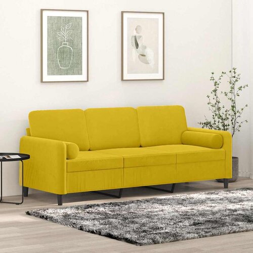 VidaXL Trosjed s ukrasnim jastucima žuti 180 cm bar&amp;scaron;unasti Slike