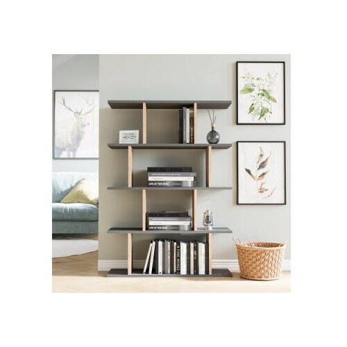 Hanah home Harmon Polica za knjige od antracit hrasta 90x25x127,4 cm, siva Cijene