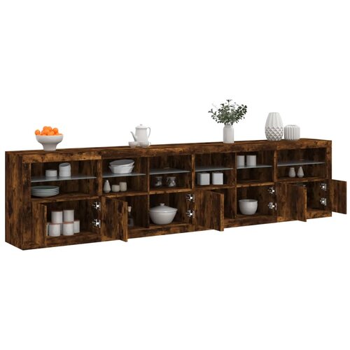 vidaXL Komoda s LED svjetlima boja dimljenog hrasta 283x37x67 cm Cene