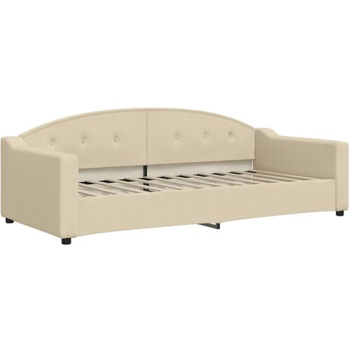  Dnevni krevet s madracem krem 90 x 200 cm od tkanine Slike