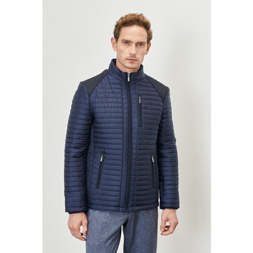Altinyildiz classics Men's Navy Blue Standard Fit Normal Cut Standing Collar Shoulder Detailed Winter Coat. Slike