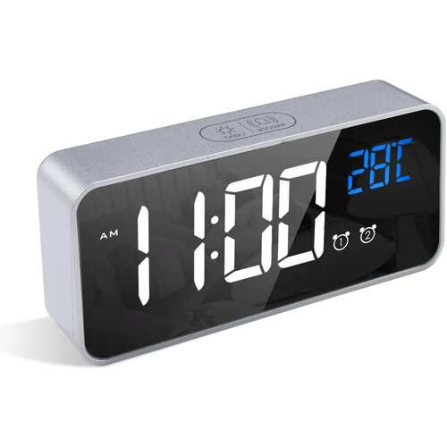 Venisymlis Digitalna Budilka, Led Budilka S Funkcijo Dremeža, Vrata Usb Za Polnjenje (Srebrne Barve), (22060592) Cene