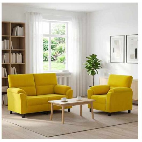 vidaXL sedežna garnitura, 2-delna, žamet, rumena, 3430427 Cene