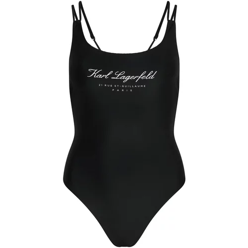 Karl Lagerfeld Jednodijelni kupaći kostim 'Hotel' crna / bijela