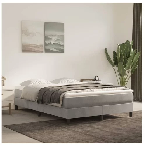  Box spring posteljni okvir svetlo siv 140x190 cm žamet