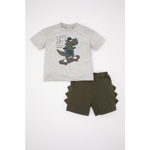 Defacto Baby Boy Dinosaur Printed Short Sleeve T-Shirt Shorts 2-Piece Set Slike