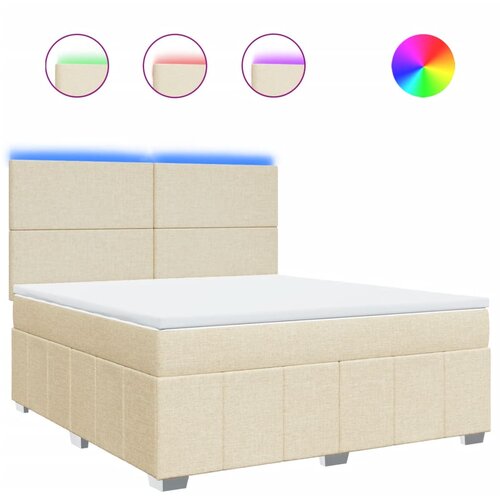 vidaXL Box spring postelja z vzmetnico krem 180x200 cm blago, (21305633) Cene