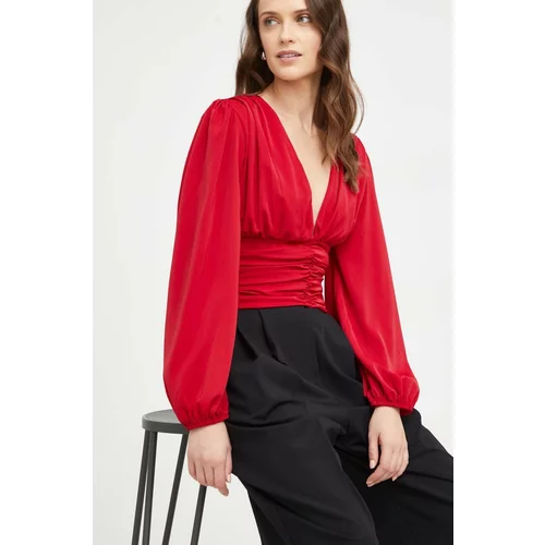 Answear Lab Bluza za žene, boja: crvena, bez uzorka