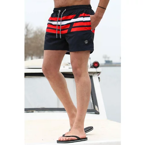 Madmext Black Striped Men's Marine Shorts 6363