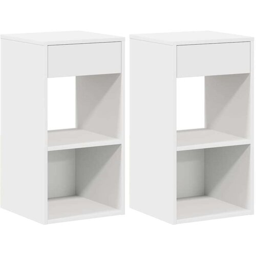 VidaXL Nočne omarice s predalom 2 kosa bela 35x34x66,5 cm Slike