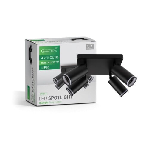 Greentech led spot svetiljka gu10 4kom crna ( NYXA-4 ) Cene