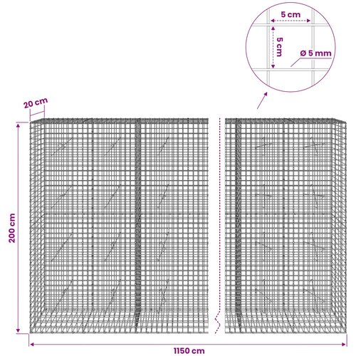  Gabion s 5 mm žicom i mrežom 5x5 cm 1150x20x200 cm Slike