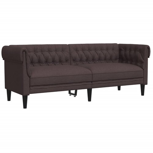 vidaXL Kavč trosed Chesterfield temno rjava tkanina, (21094794) Cene