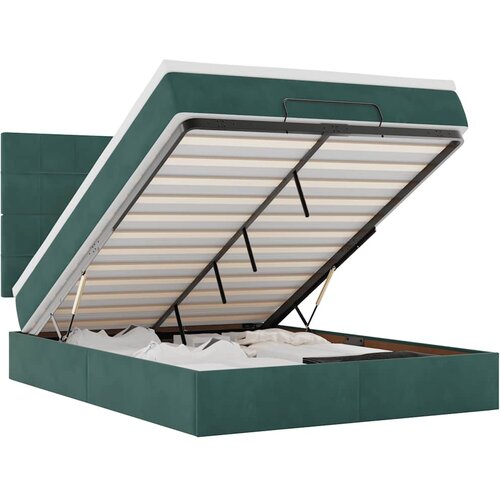 vidaXL Otomanski posteljni okvir z vzmetnicami zelen 140x190cm žamet, (22053925) Cene
