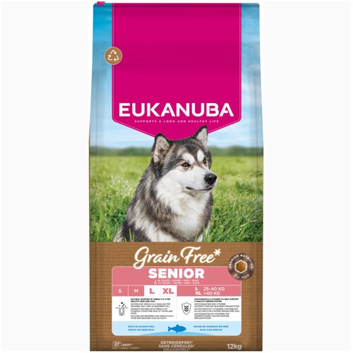 Eukanuba Senior Large Breed Grain Free morska riba - 2 x 12 kg Cijene