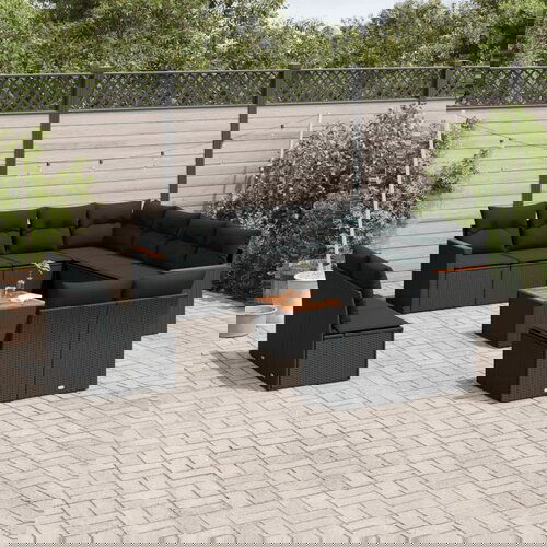 vidaXL 12-dijelni set vrtnih sofa od poliratana s jastucima crni Cijene