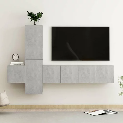  Komplet TV omaric 5-delni betonsko siva iverna plošča, (20732582)