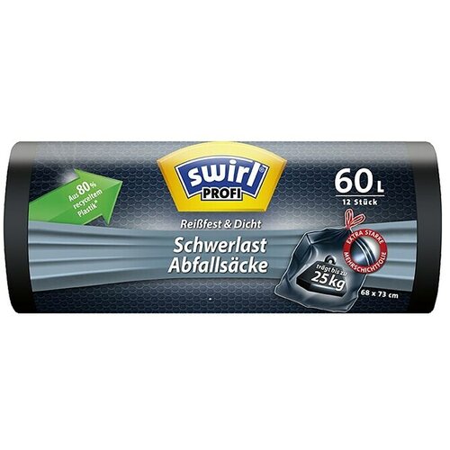 SWIRL Vreće za smeće (Zapremnina: 60 l, 12 Kom., Crne boje) Slike