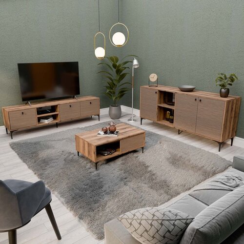 Hanah home set 1360-2090-1680 walnut living room furniture set Slike