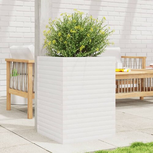 VidaXL Vrtna sadilica bijela 50 x 50 x 68,5 cm od masivne borovine Slike