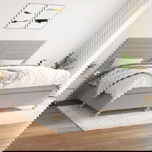  Box spring postelja z vzmetnico svetlo siva 160x200 cm žamet, (20893925) Slike
