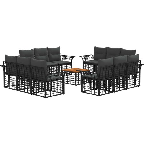 vidaXL Set vanjskih sofa 13 kom. Crna i tamno siva Poliester - Crna i tamno siva sa stolom Cene