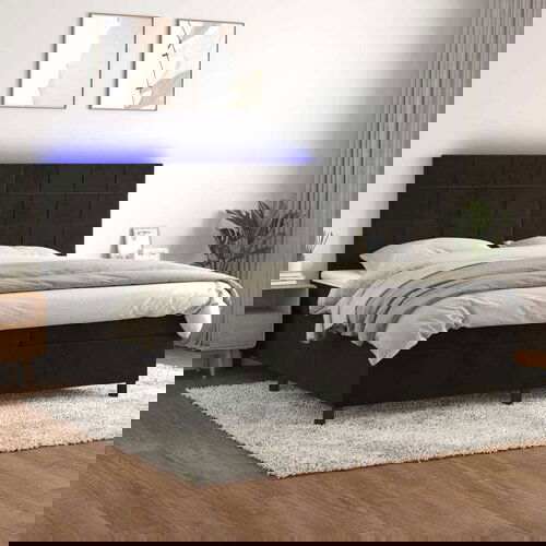  Krevet box spring s madracem LED crni 200x200 cm baršun Cene