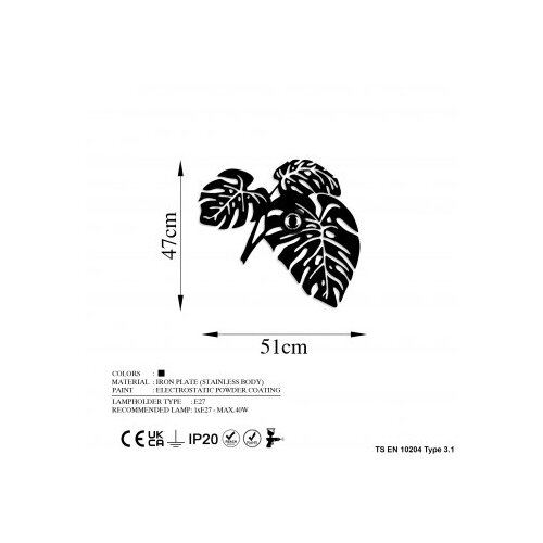 Opviq zidna lampa Leaves, crna Slike