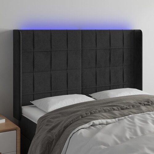 vidaXL LED uzglavlje crno 147x16x118/128 cm baršunasto Cijene