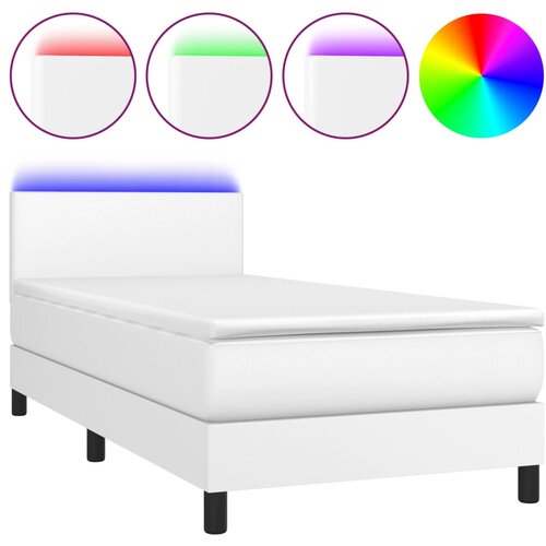 Maison Chic Box spring postelja - Vzmetna postelja z vzmetnico LED bela 80x200 cm umetno usnje SL9017, (21904826) Slike