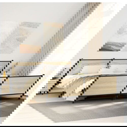 vidaXL Metalni okvir kreveta bez madraca boja hrasta sonome 183x213 cm Cijene