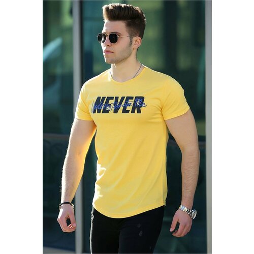 Madmext Men's Yellow Printed T-Shirt 4477 Slike