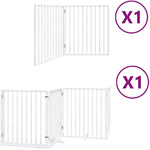  Vrata za pse s vrata&amp;scaron;cima 6 panela sklopiva 480 cm drvo topole Bijela 80 x 90 x 2 cm Slike