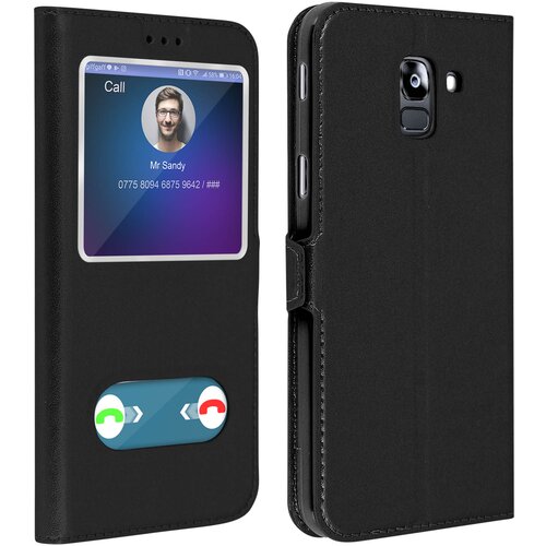 AVIZAR dvojna zašcitna torbica z ucinkom teksture - crna str. samsung galaxy J6, (20615774) Cene