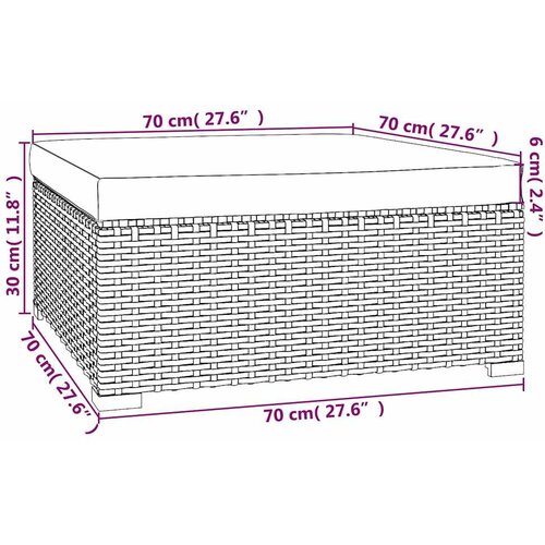  Vrtni tabure s jastukom smeđi 70 x 70 x 30 cm od poliratana Smeđa Slike