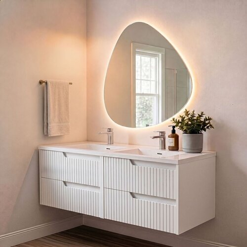 Skye_Decor Set kupatilskog ormarića sa umivaonikom i ogledalom, 2 dela, Beli Slike