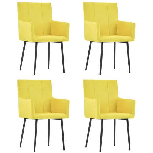  Blagovaonske stolice s naslonima za ruke 4 kom žute od tkanine