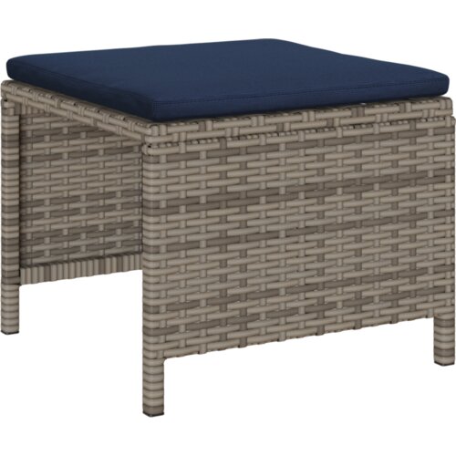 VidaXL Set vanjskih sofa Siva i plava Ratan s metalnim okvirom Standard Slike