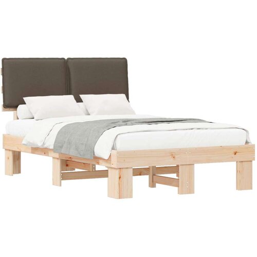 VidaXL Krevetni okvir s tapiciranim uzglavljem Sivo-smeđa 120 x 200 cm Slike