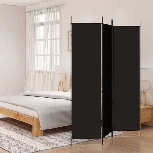 Sobna Paravan 3-delni 150x200 cm črna blago, (20595081) Slike