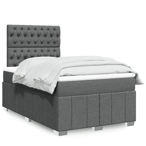 vidaXL Box spring postelja z vzmetnico temno siva 120x190 cm blago Cene