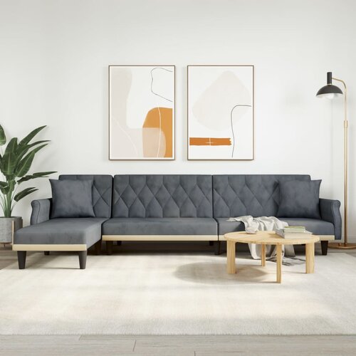 vidaXL Raztegljiv kavč L oblike temno siv 271x140x70 cm žamet Cene