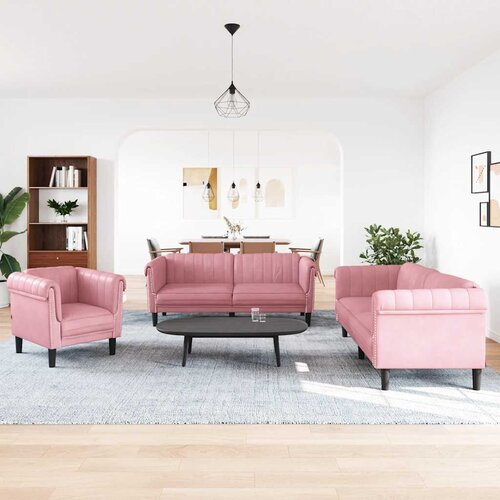  3-dijelni set sofa ružičasti bar&amp;scaron;unasti Slike