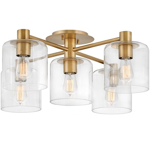 Quintiesse Hinkley Axel Večkraka pol-vgradna stropna svetilka Heritage Brass, (22098432) Cene