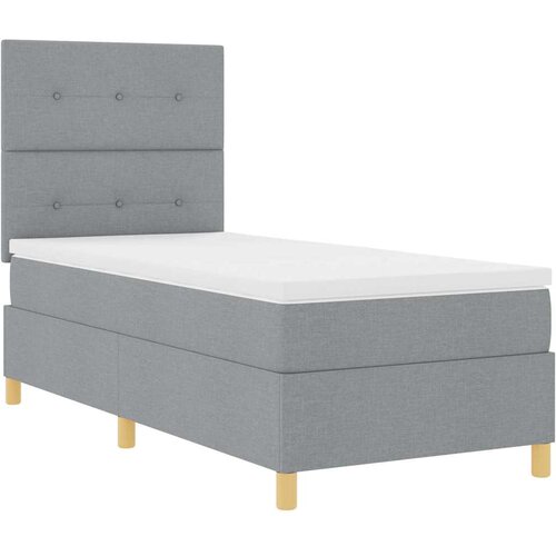  LED Box Spring Krevet Svijetlo siva 90 x 200 cm tkanina Svjetlosiva Slike