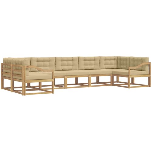  Set vanjskih sofa 7 kom. Bijela i bež Smeđa 404 x 166,5 x 73 cm Slike