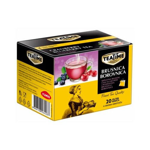 Yumis brusnica i borovnica čaj 40g kutija Slike